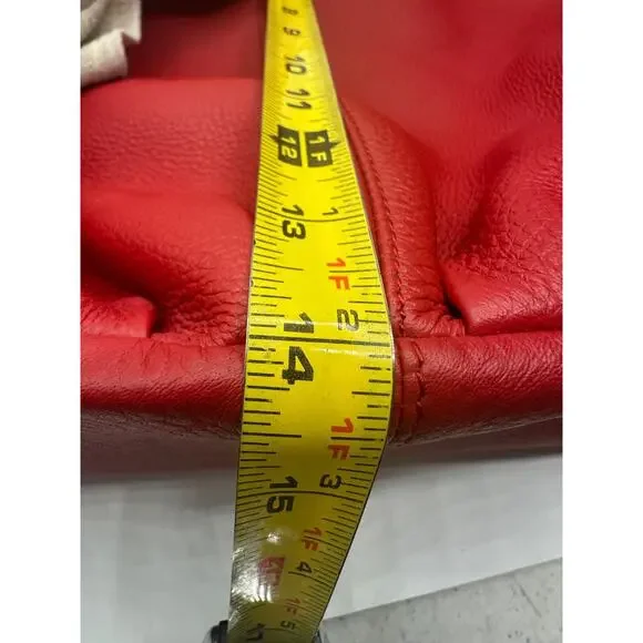 Auth. BODHI Red Leather Chain Handbag Shoulder BBW00045111 Soft Zip Top Pockets - Picture 8 of 9